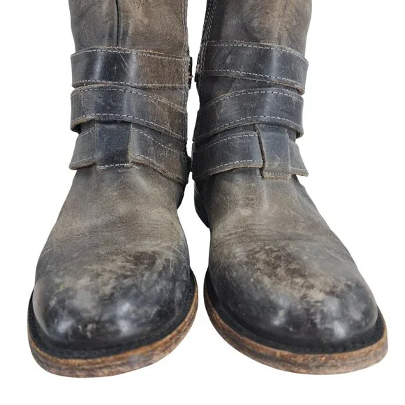 Freebird Irish Distressed Leather Knee High Harness Riding Boots Size 6 Moto